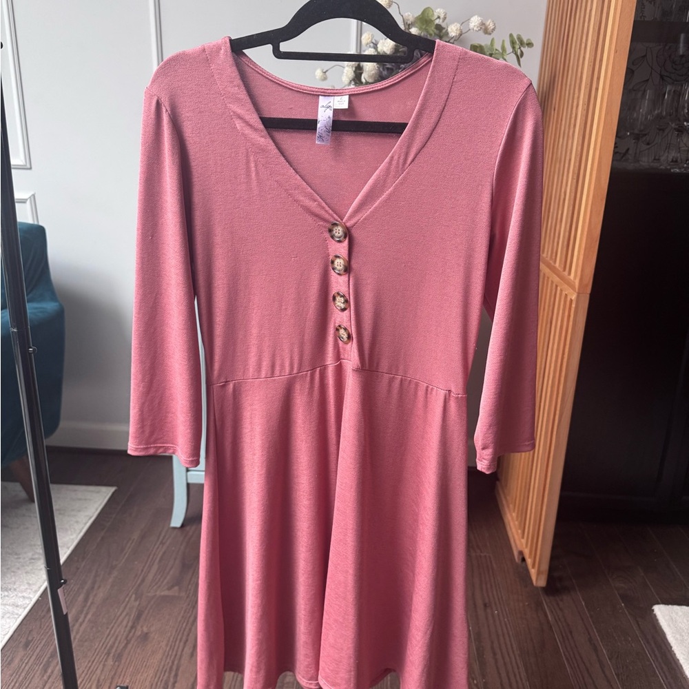 Pink Button-Front Women's dress